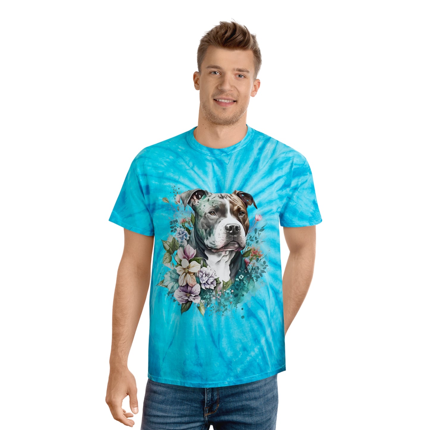 Pitbull pawprint Love Tie-Dye Tee, Cyclone