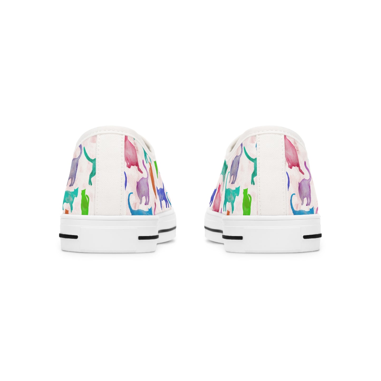 Women's Low Top Sneakers, watercolor cats, multi-color