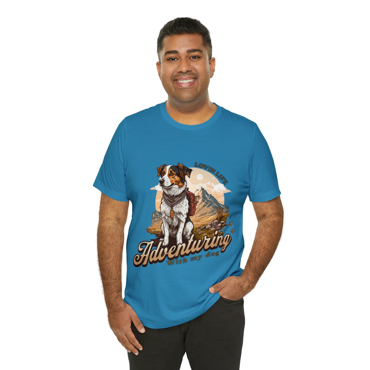 Adventuring with my Dog Short Sleeve Tee, Vintage Outdoor theme