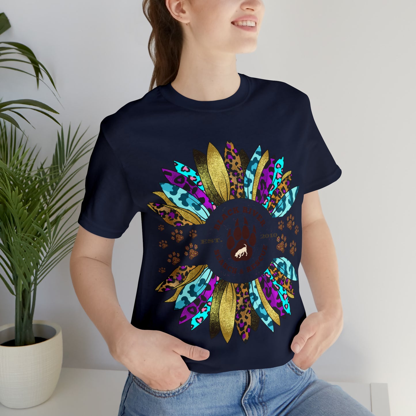 Black River Search & Rescue Logo Multicolor Sunflower Unisex Jersey Short Sleeve Tee