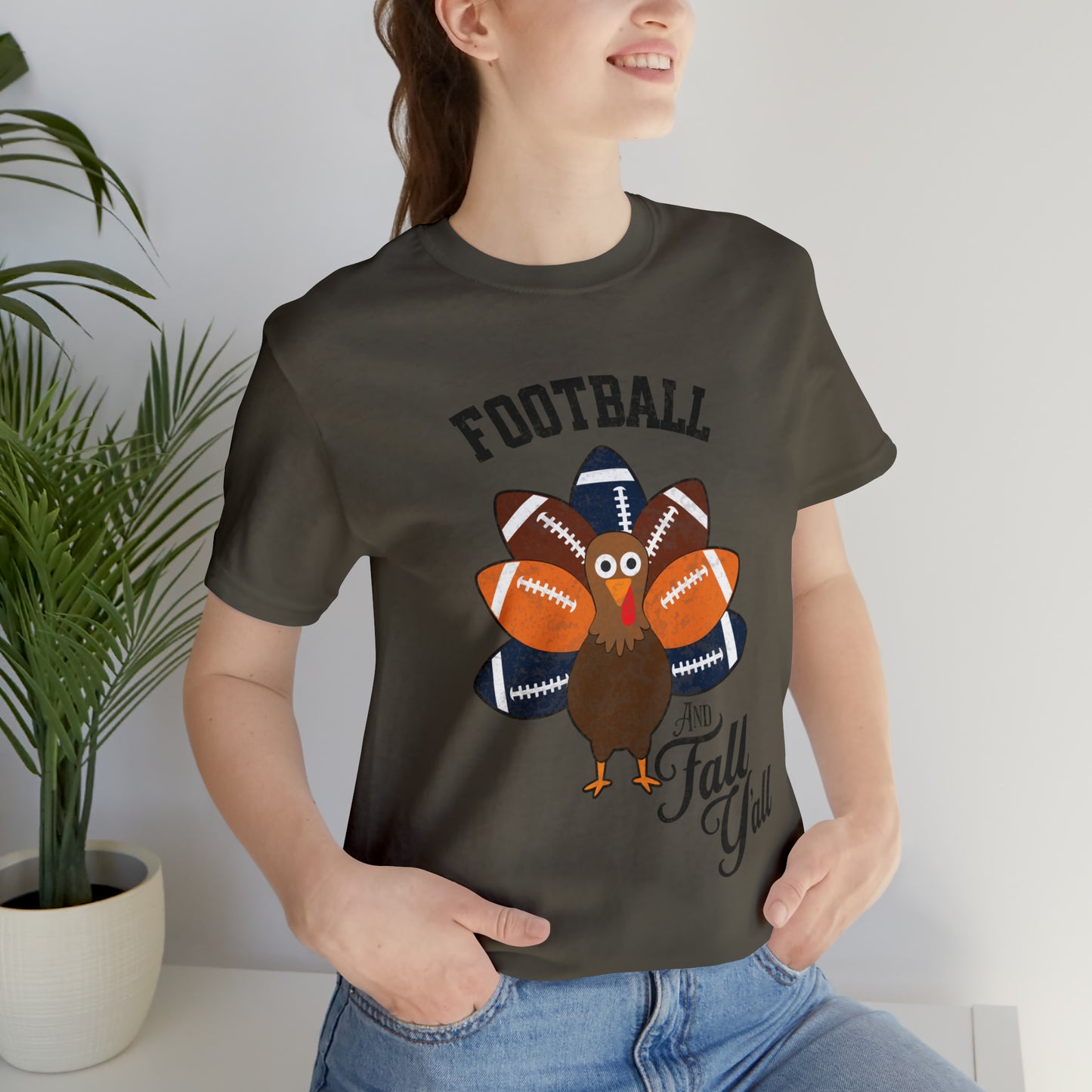 Vintage Dark Blue and Orange Football and Fall Short Sleeve Tee, Football and turkey shirt, Auburn