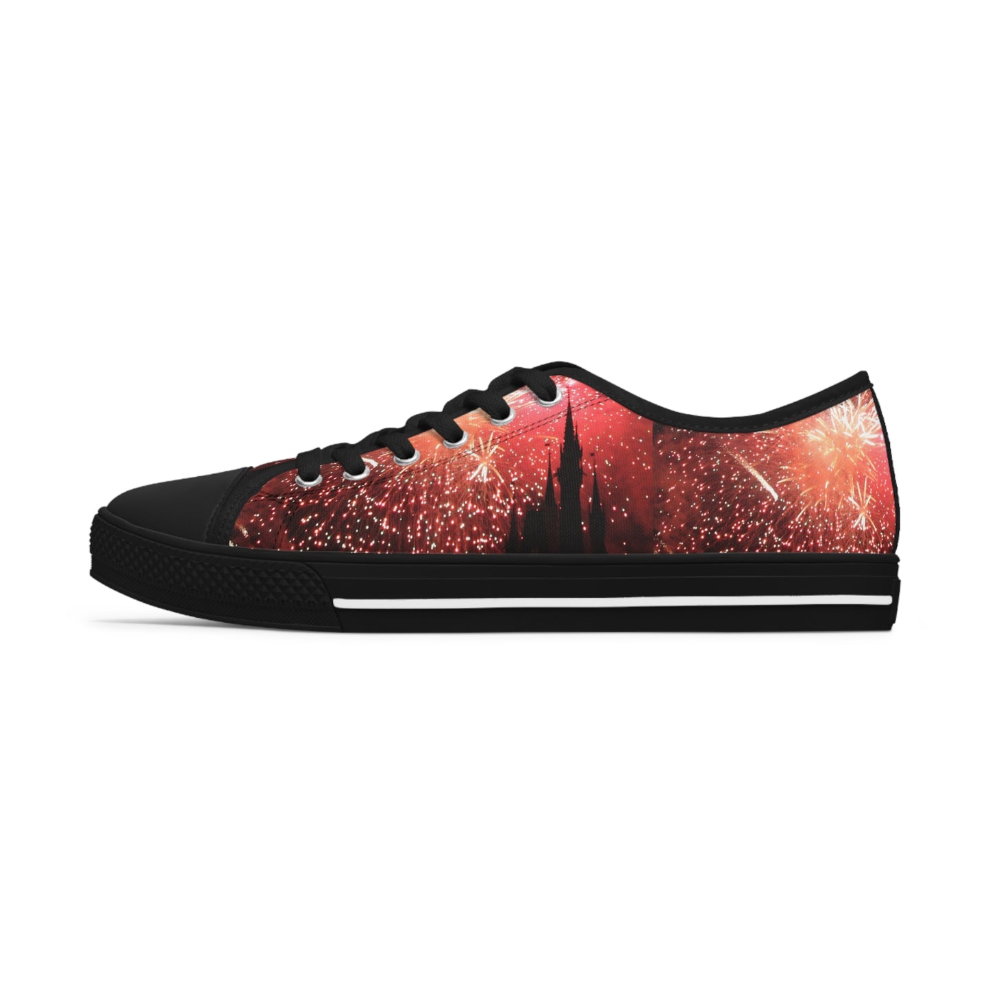 Women's Low Top Sneakers, castle, fireworks