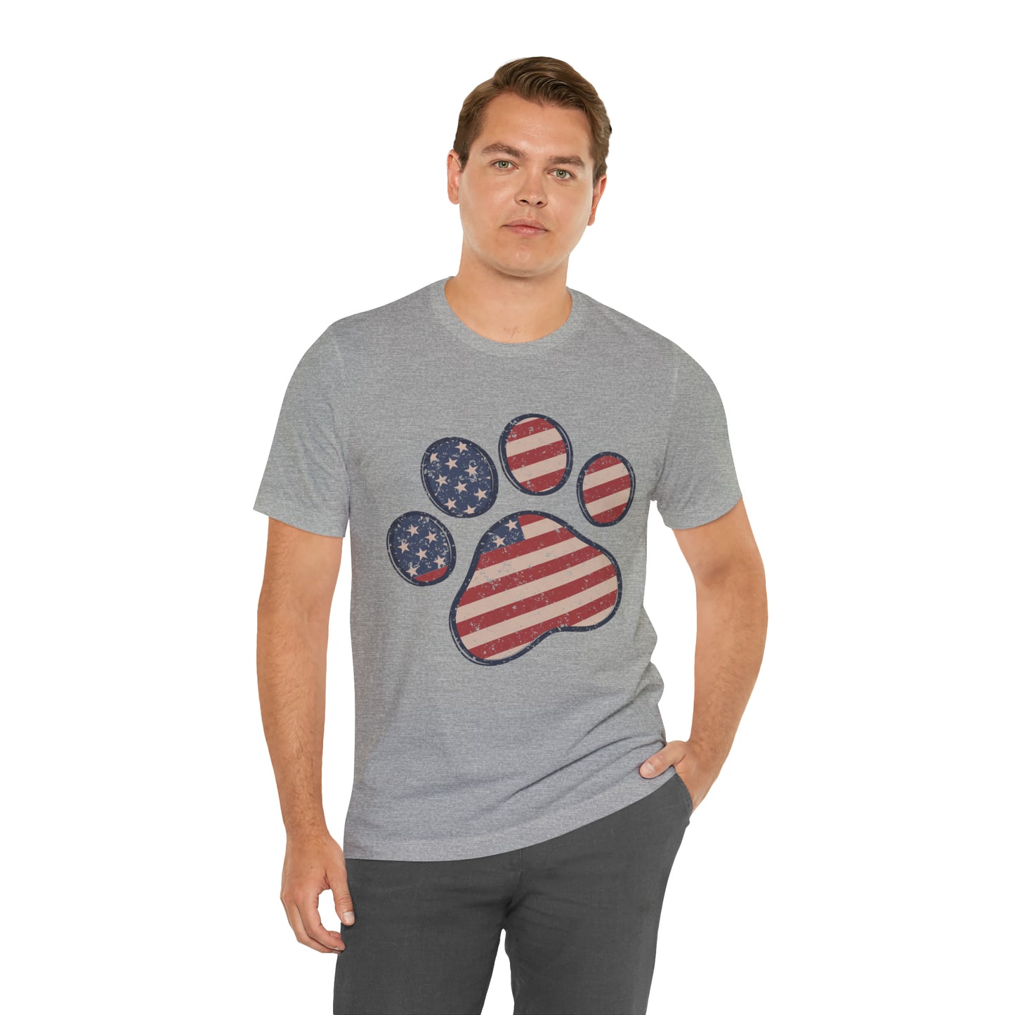 4th of July Pawprint Unisex Jersey Short Sleeve Tee Patriotic American Flag