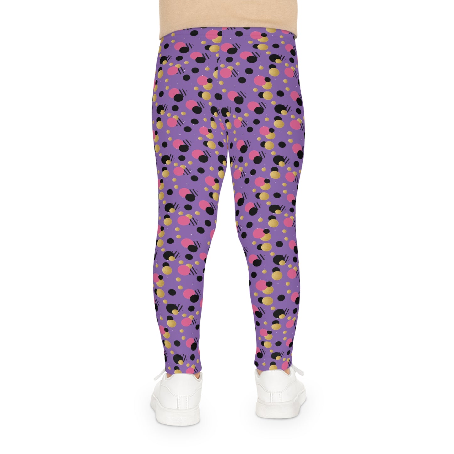 Girls colorful purple pink and gold polka dot leggings