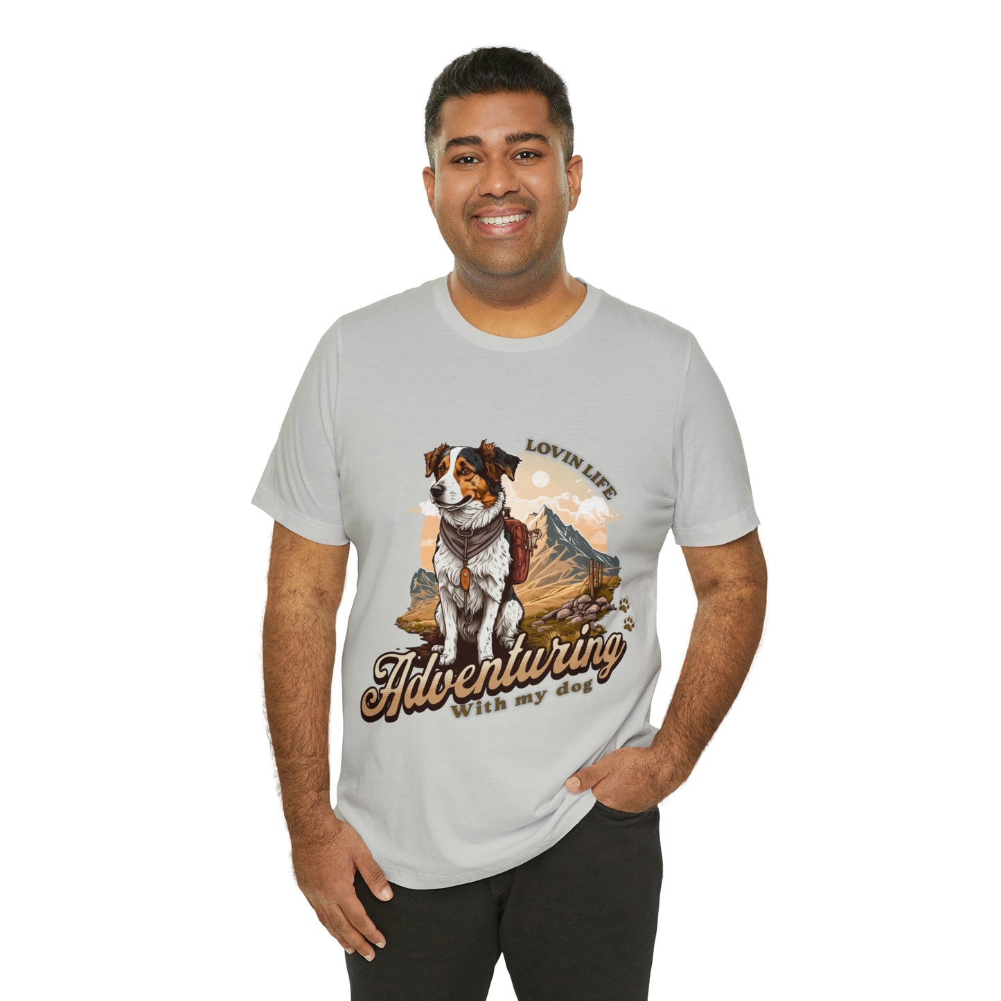 Adventuring with my Dog Short Sleeve Tee, Vintage Outdoor theme