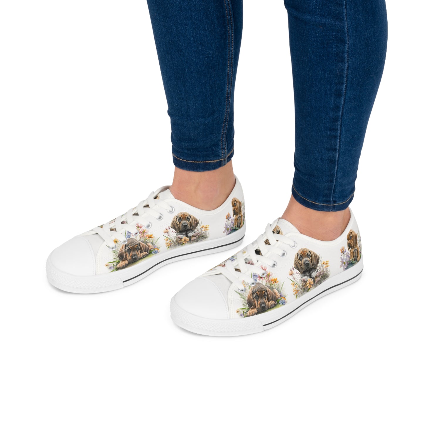 Women's Low Top Sneakers, Bloodhound, Puppy