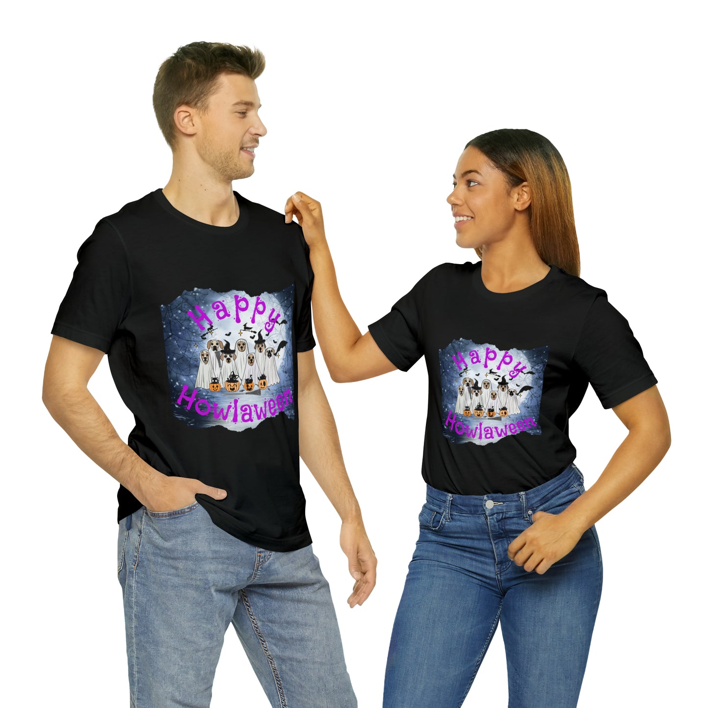 Happy Howlaween Dog Purple Short Sleeve Tee, Halloween shirt