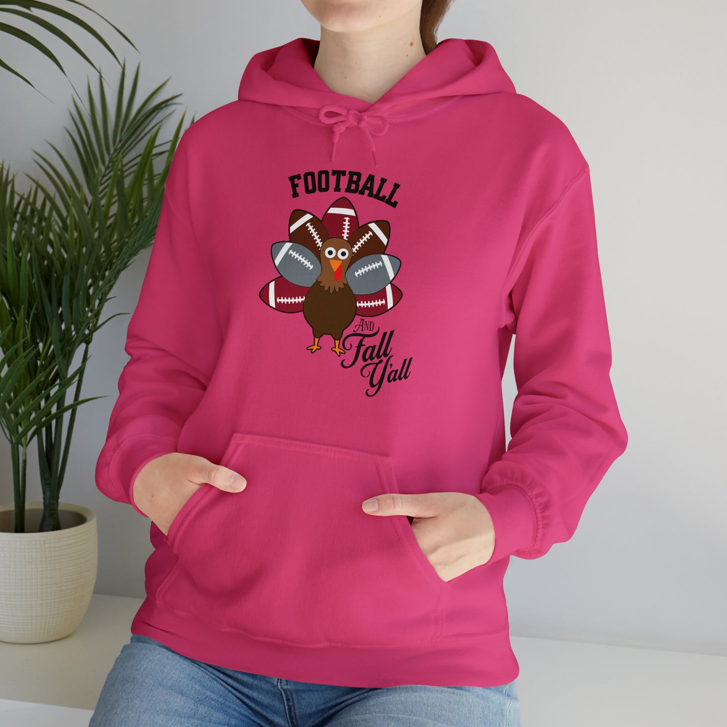 Custom Crimson and Gray Football and Fall Hooded Sweatshirt