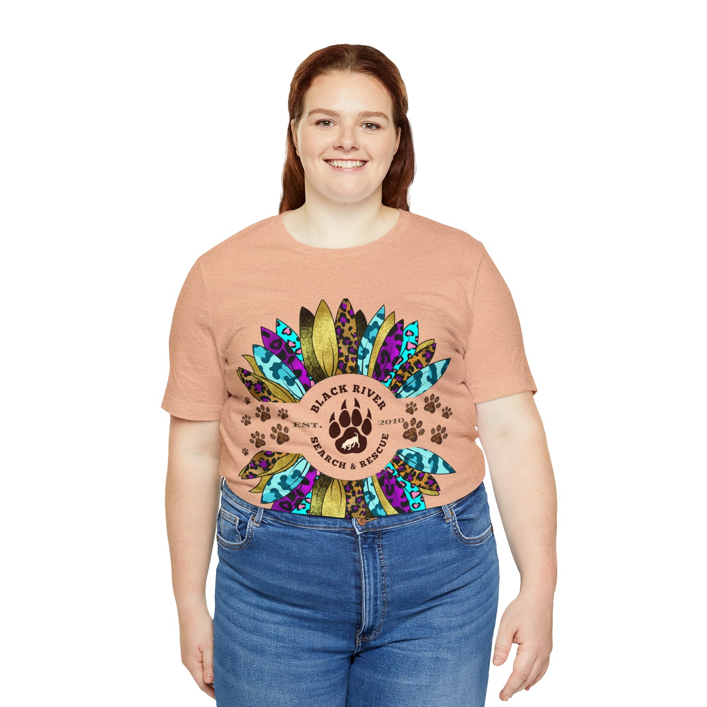 Black River Search & Rescue Logo Multicolor Sunflower Unisex Jersey Short Sleeve Tee