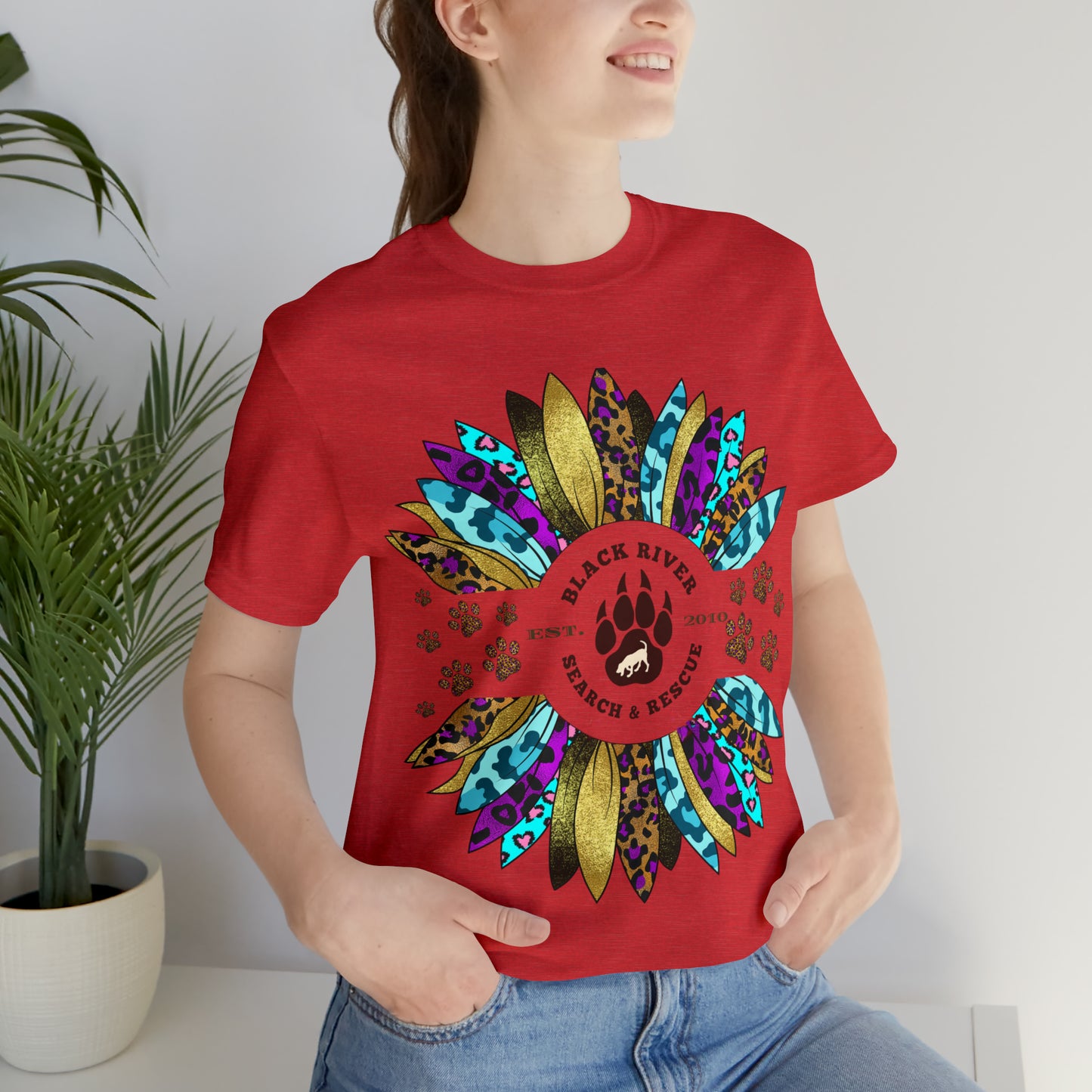 Black River Search & Rescue Logo Multicolor Sunflower Unisex Jersey Short Sleeve Tee