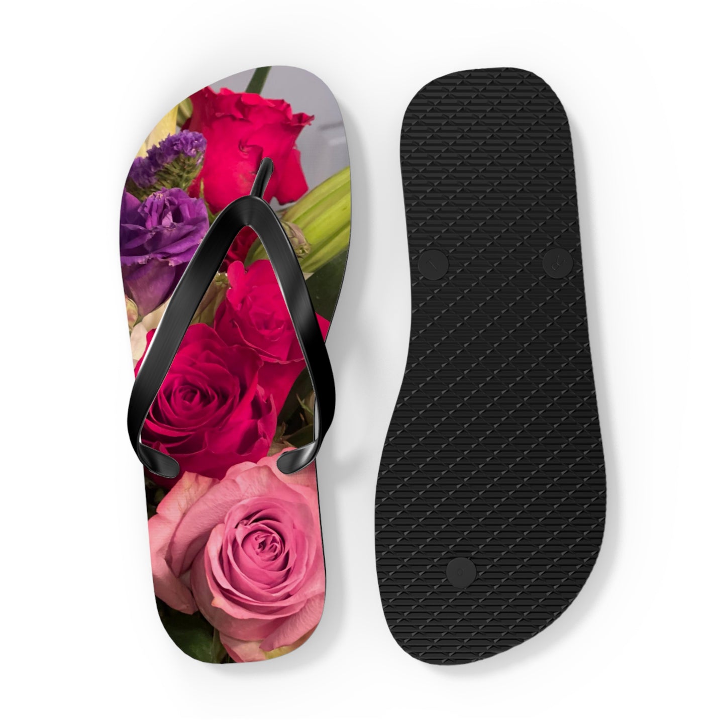 Flip Flops, roses, flowers, red, pink, purple