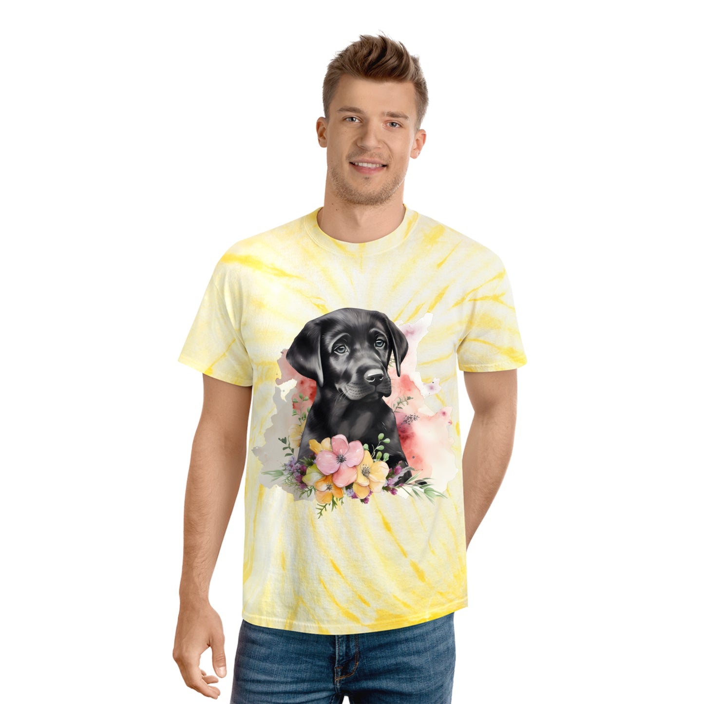 Black Lab pawprint Love Tie-Dye Tee, Cyclone