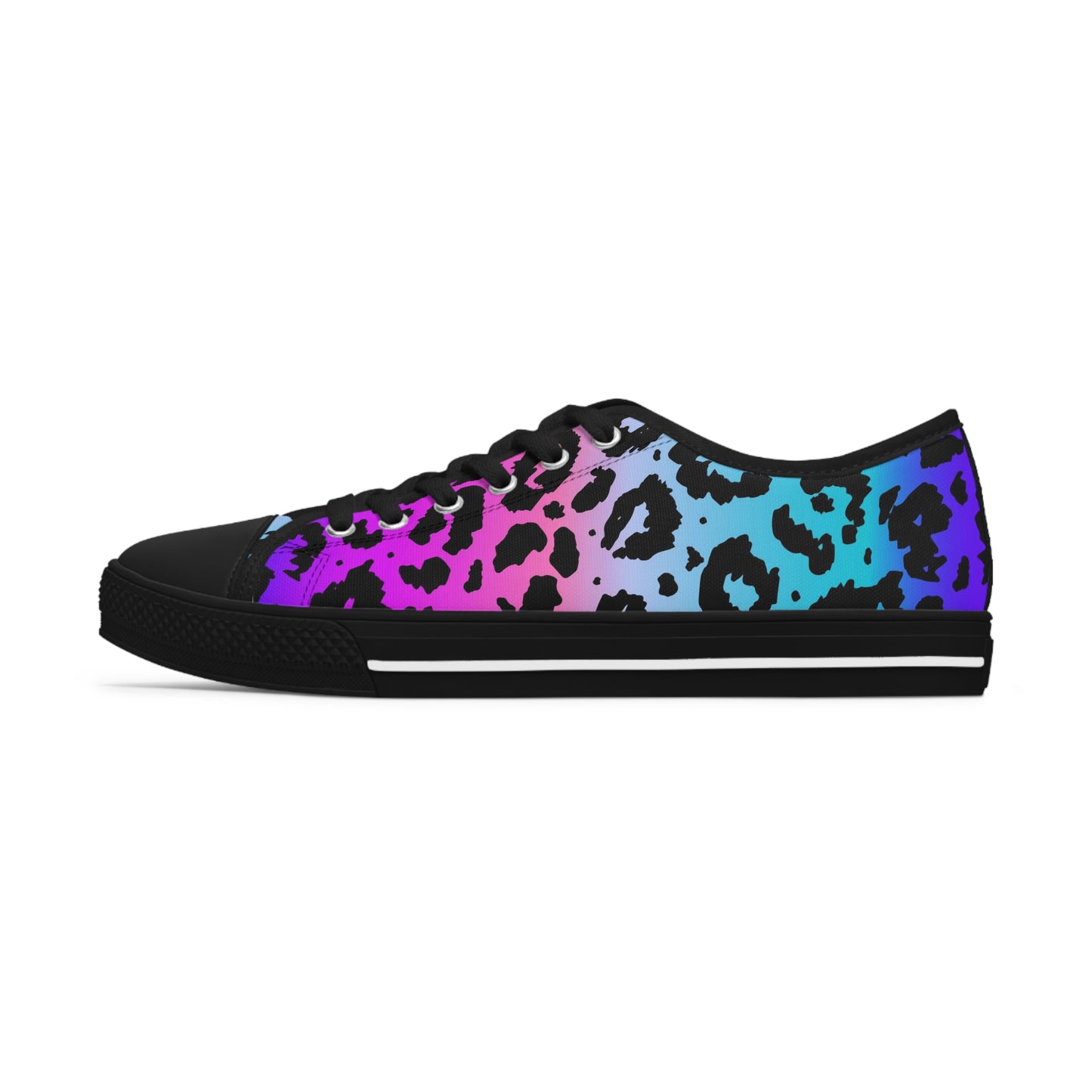 Women's Low Top Sneakers, Pink, Purple, Aqua, Leopard