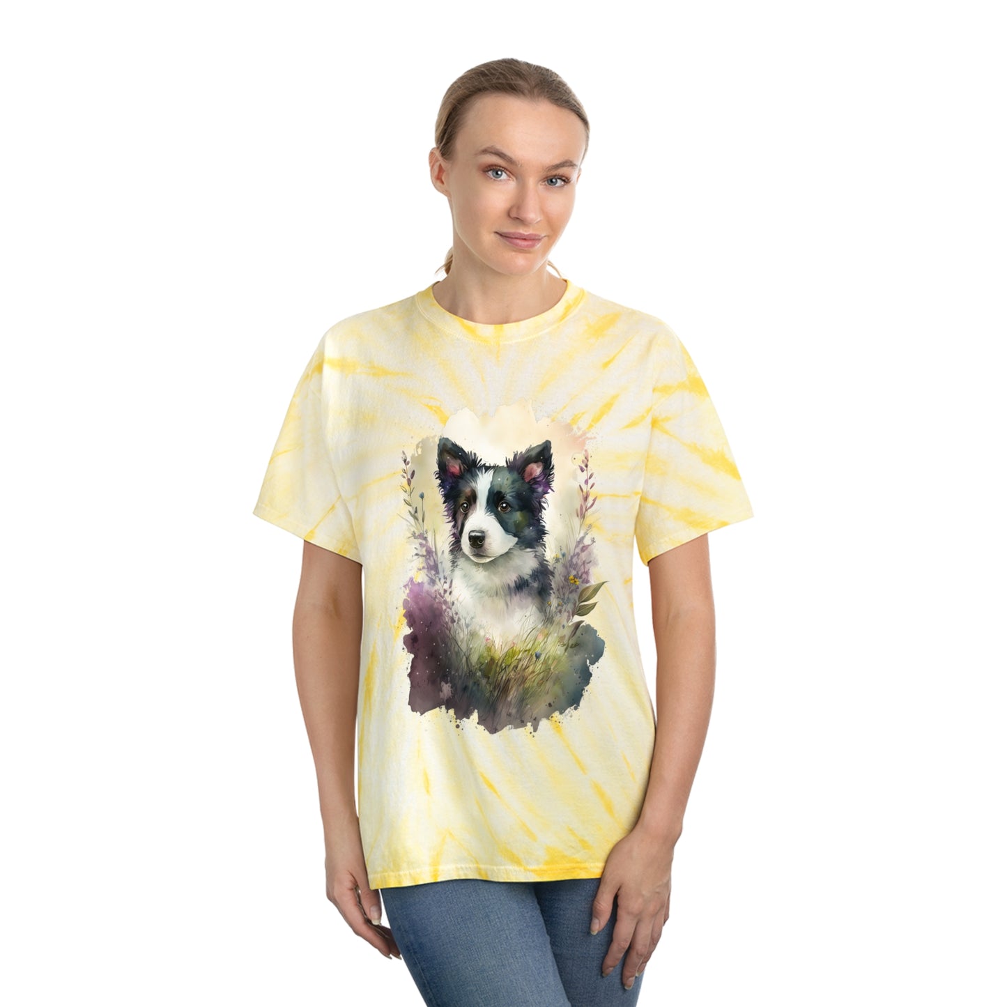 Border Collie pawprint Love Tie-Dye Tee, Cyclone