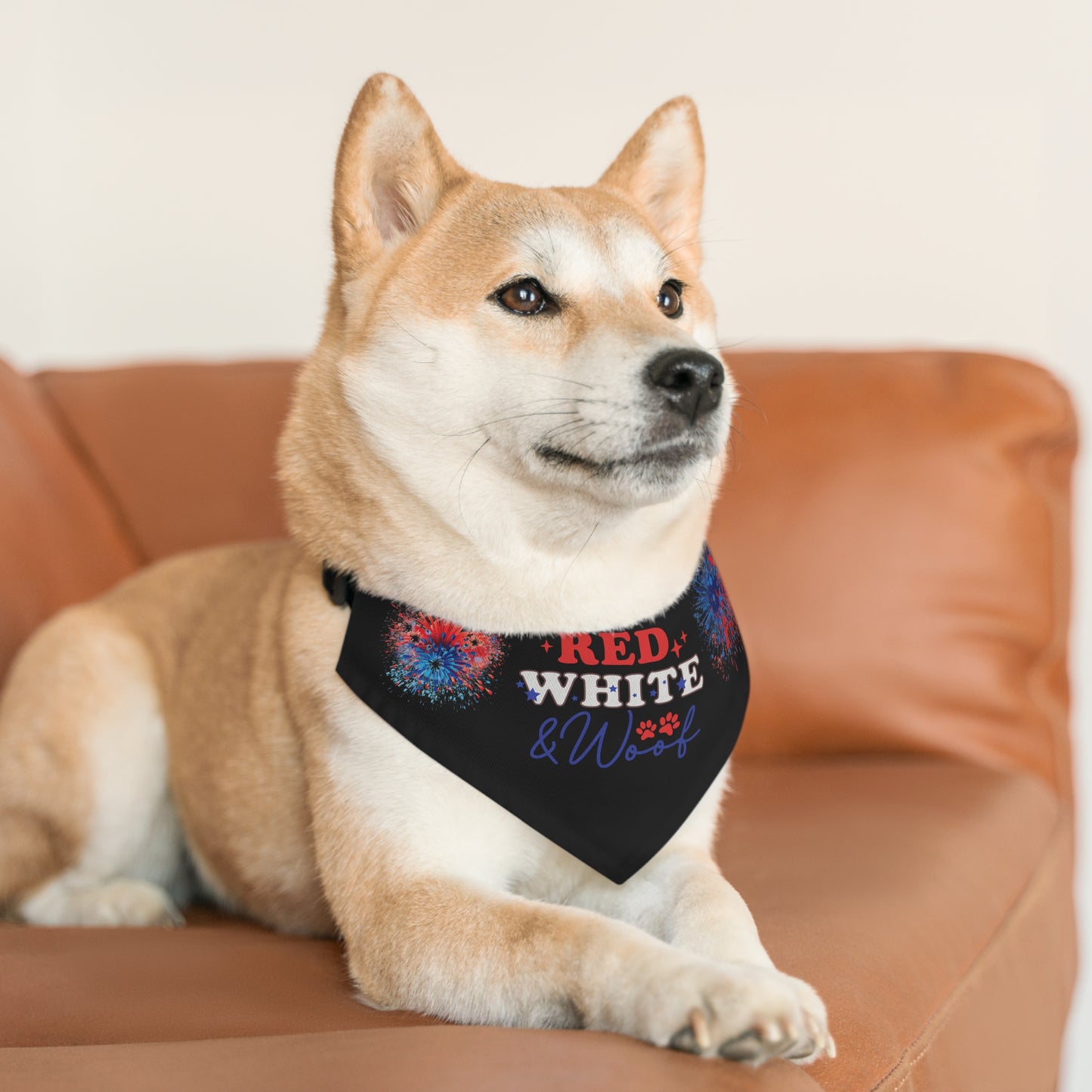 Black 4th of July Patriotic Pet Bandana Collar Red White and Woof