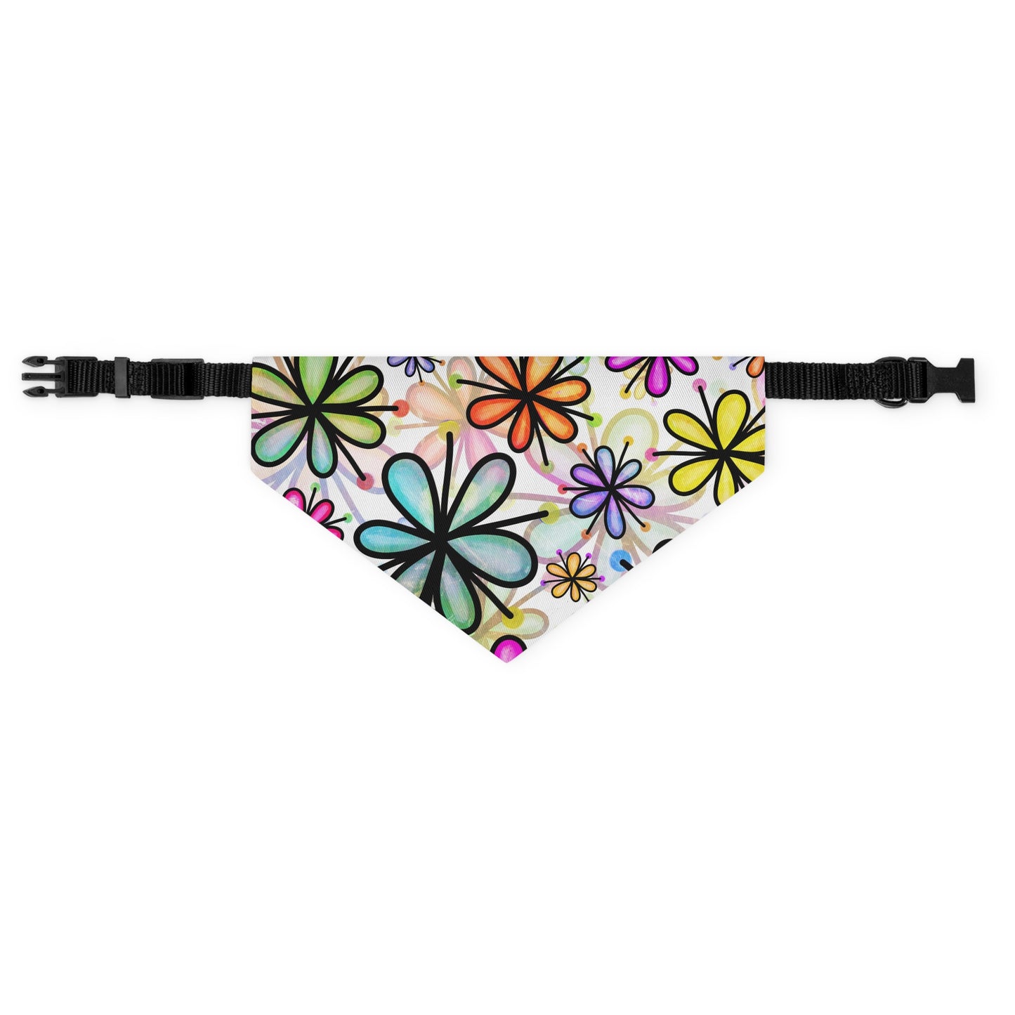 Retro Multicolor Flower Pet Bandana Collar