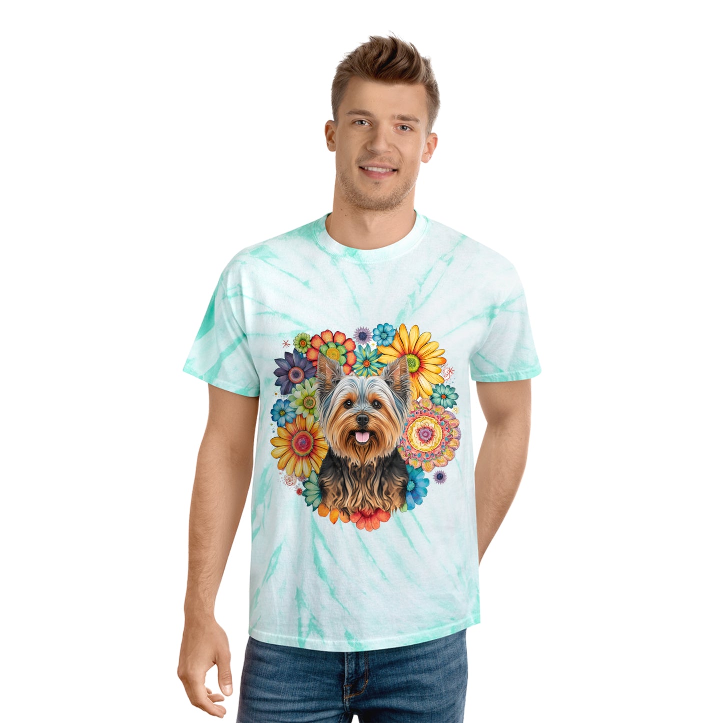 Yorkie pawprint Love Tie-Dye Tee, Cyclone