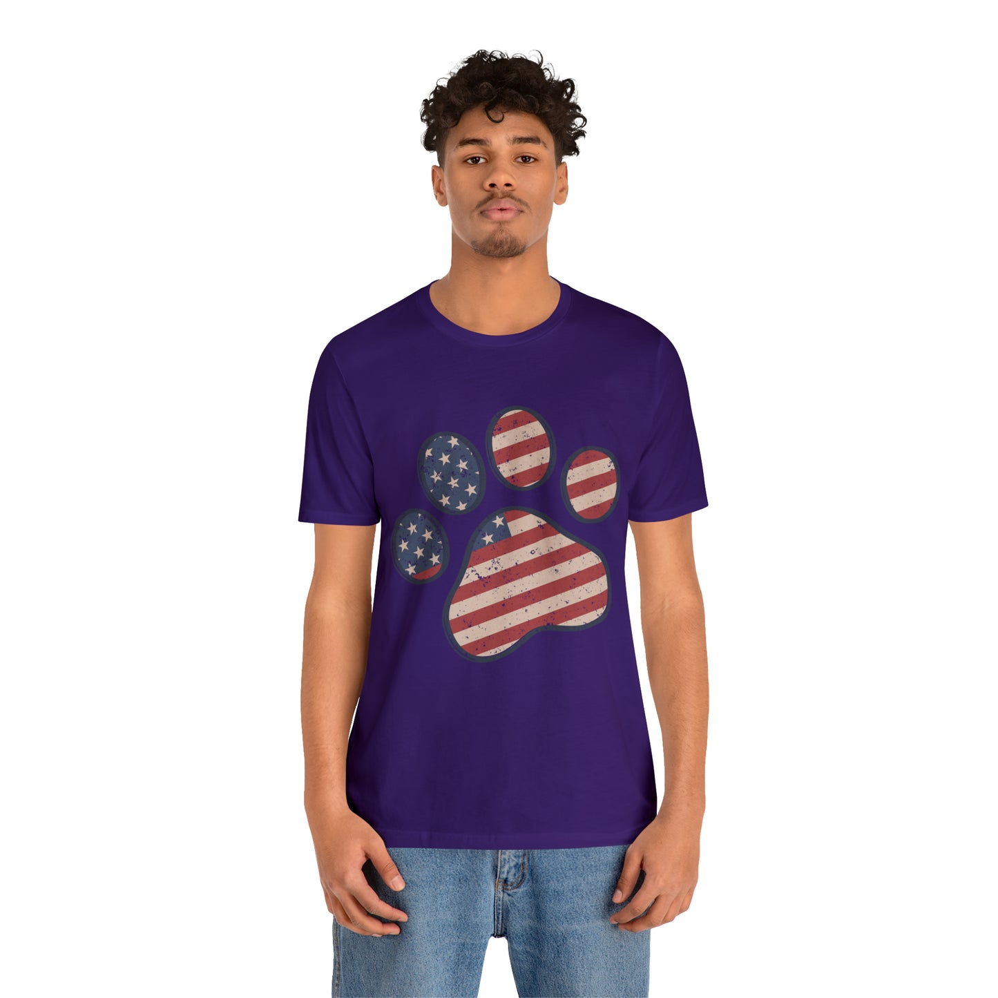 4th of July Pawprint Unisex Jersey Short Sleeve Tee Patriotic American Flag