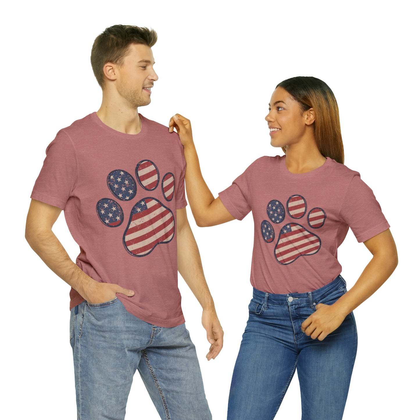 4th of July Pawprint Unisex Jersey Short Sleeve Tee Patriotic American Flag