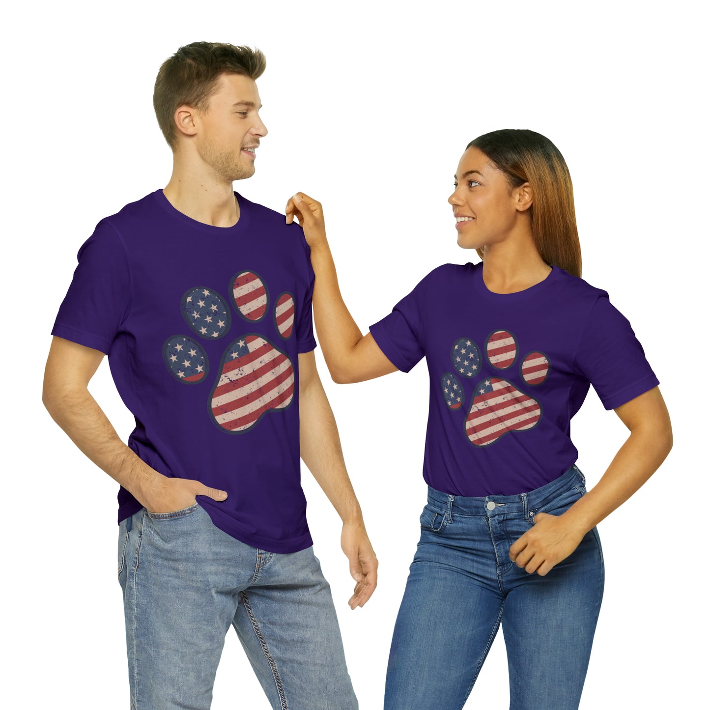 4th of July Pawprint Unisex Jersey Short Sleeve Tee Patriotic American Flag