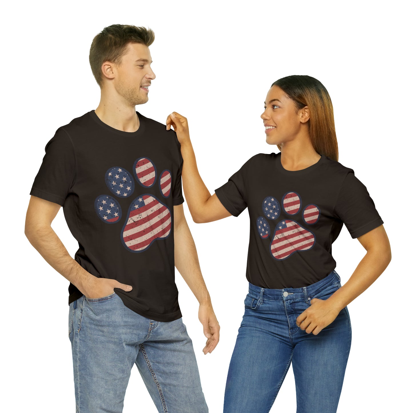 4th of July Pawprint Unisex Jersey Short Sleeve Tee Patriotic American Flag