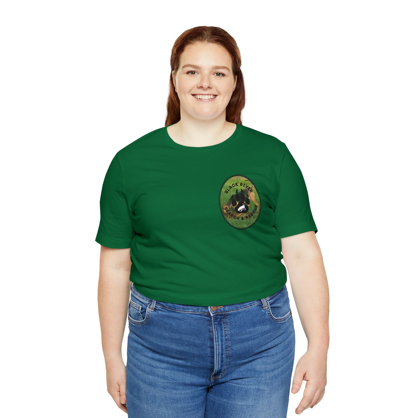 Black River Search & Rescue Logo with Lucy Unisex Jersey Short Sleeve Tee