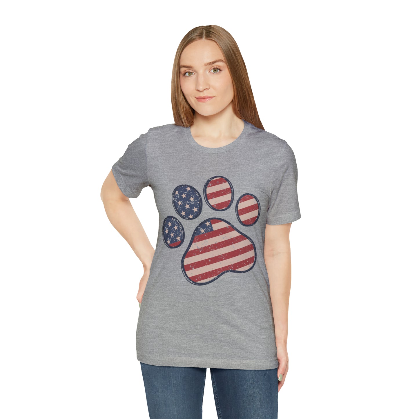 4th of July Pawprint Unisex Jersey Short Sleeve Tee Patriotic American Flag
