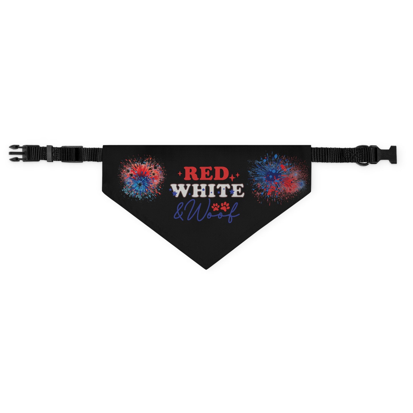 Black 4th of July Patriotic Pet Bandana Collar Red White and Woof