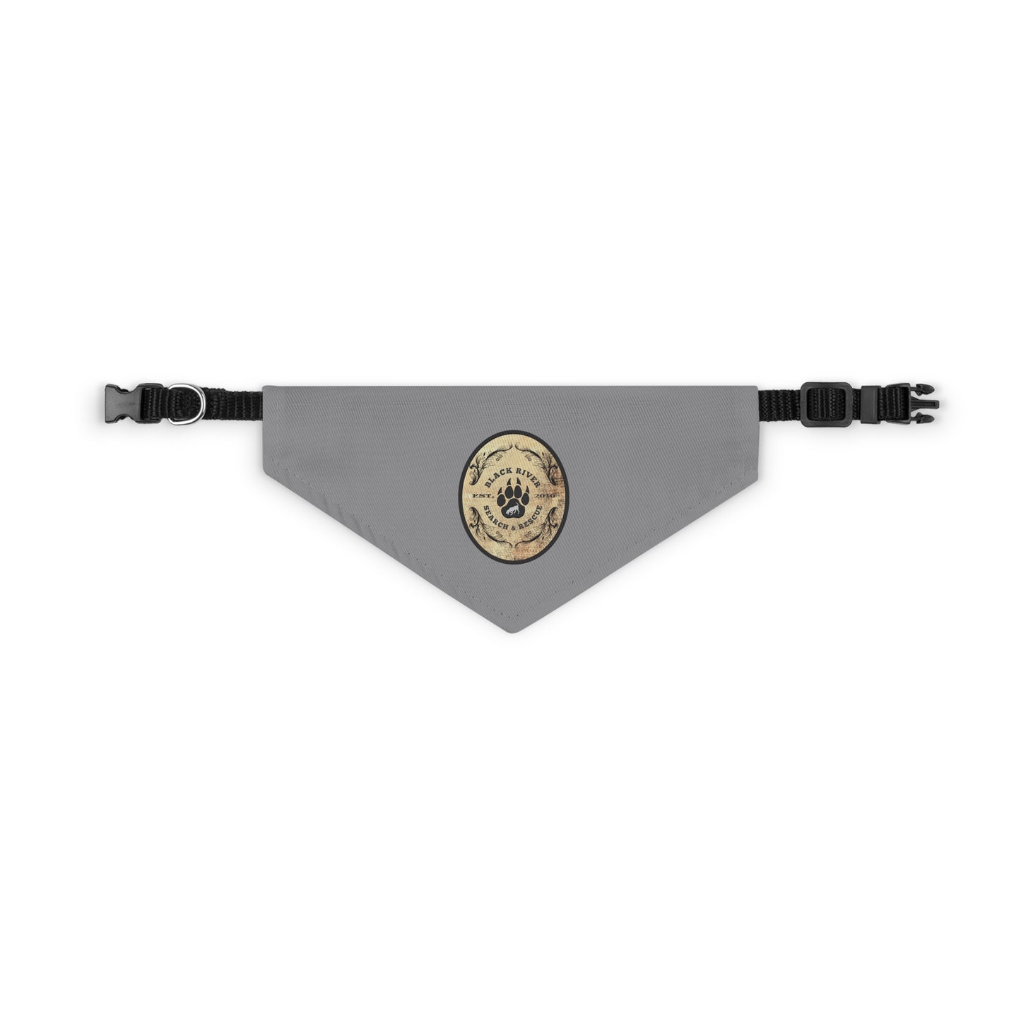 Grey Black River Search & Rescue Logo Pet Bandana Collar