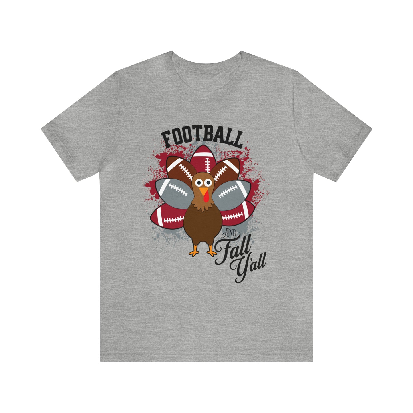 Custom Crimson and Gray Football and Fall Short Sleeve Tee, Football and turkey shirt, Alabama