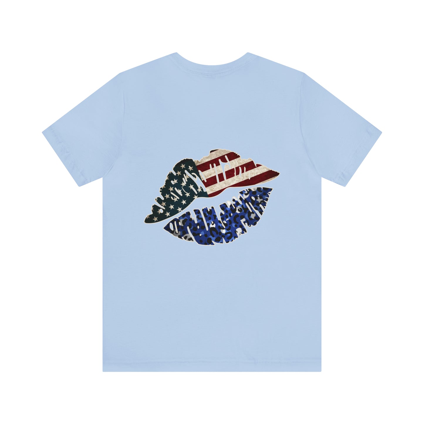 American Flag Lips 4th of July Unisex Jersey Short Sleeve Tee Patriotic Retro