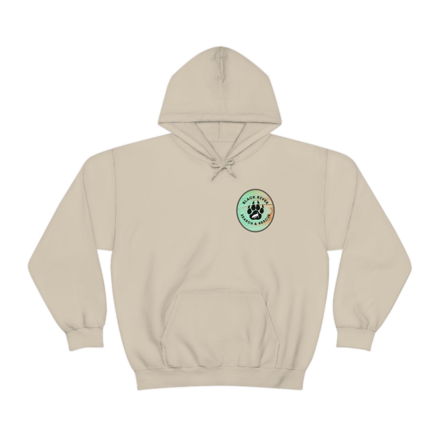 Green and Peach Marble Black River Search & Rescue Logo Unisex Heavy Blend™ Hooded Sweatshirt