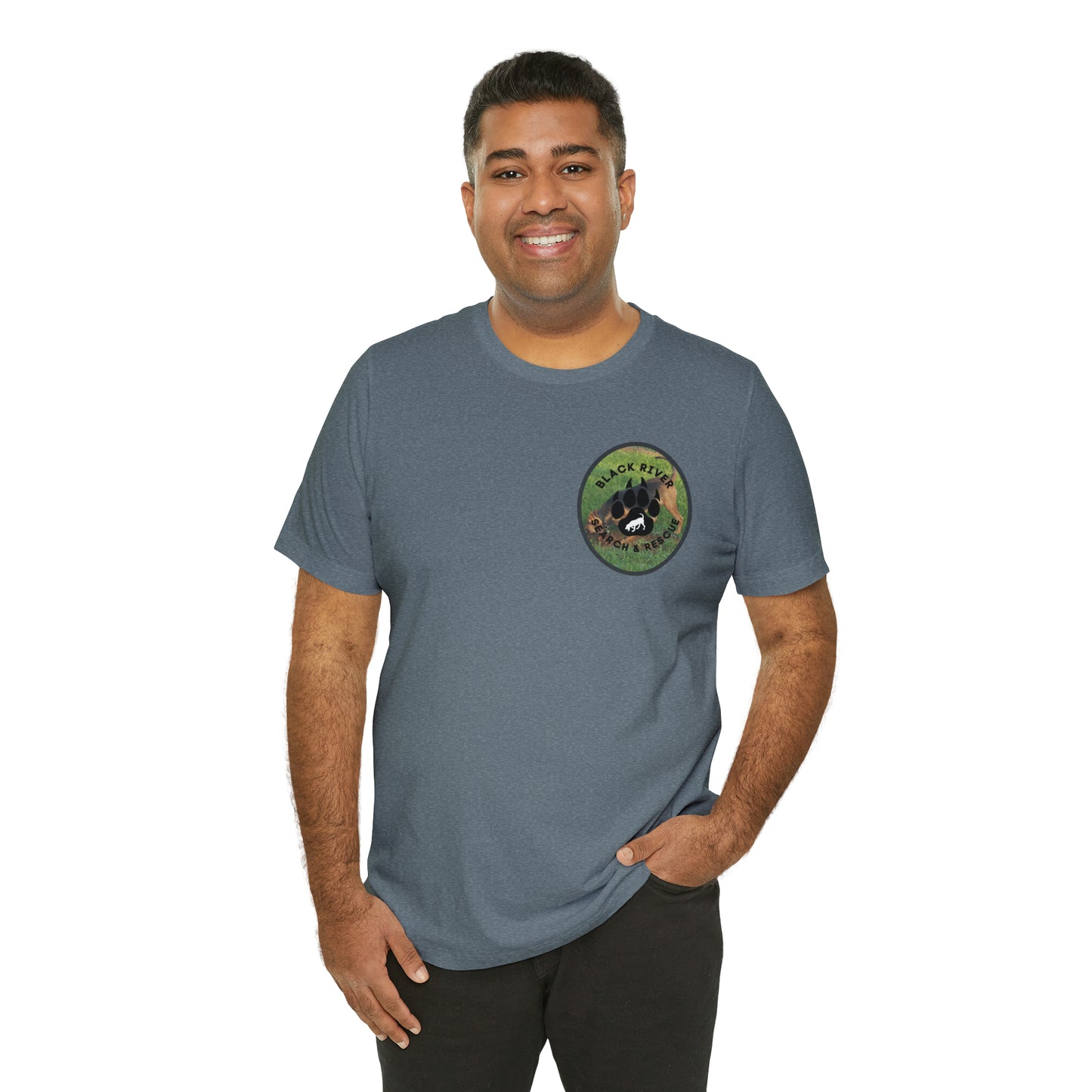 Black River Search & Rescue Logo with Lucy Unisex Jersey Short Sleeve Tee