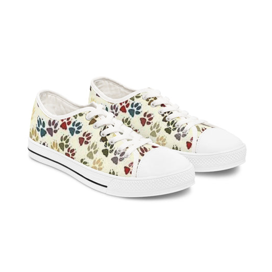 Women's Low Top Sneakers, Paw prints, multicolor, dog