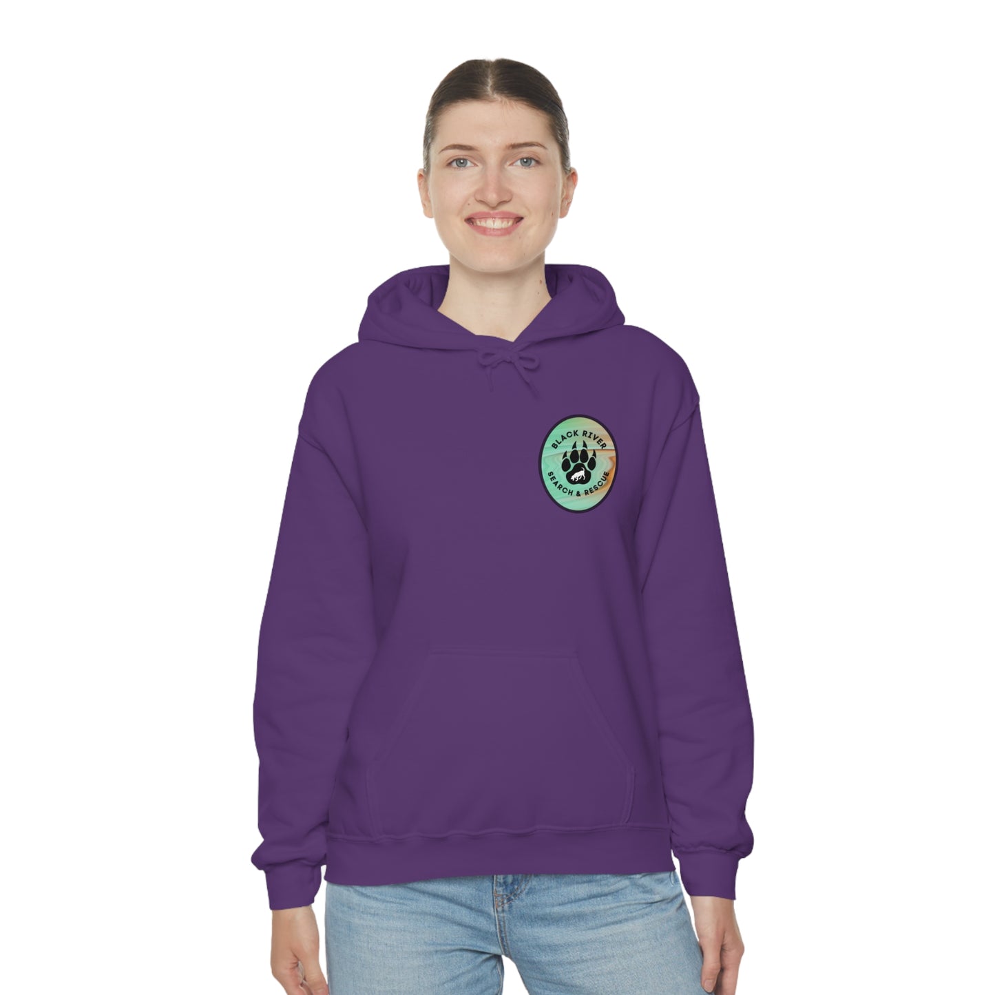 Green and Peach Marble Black River Search & Rescue Logo Unisex Heavy Blend™ Hooded Sweatshirt