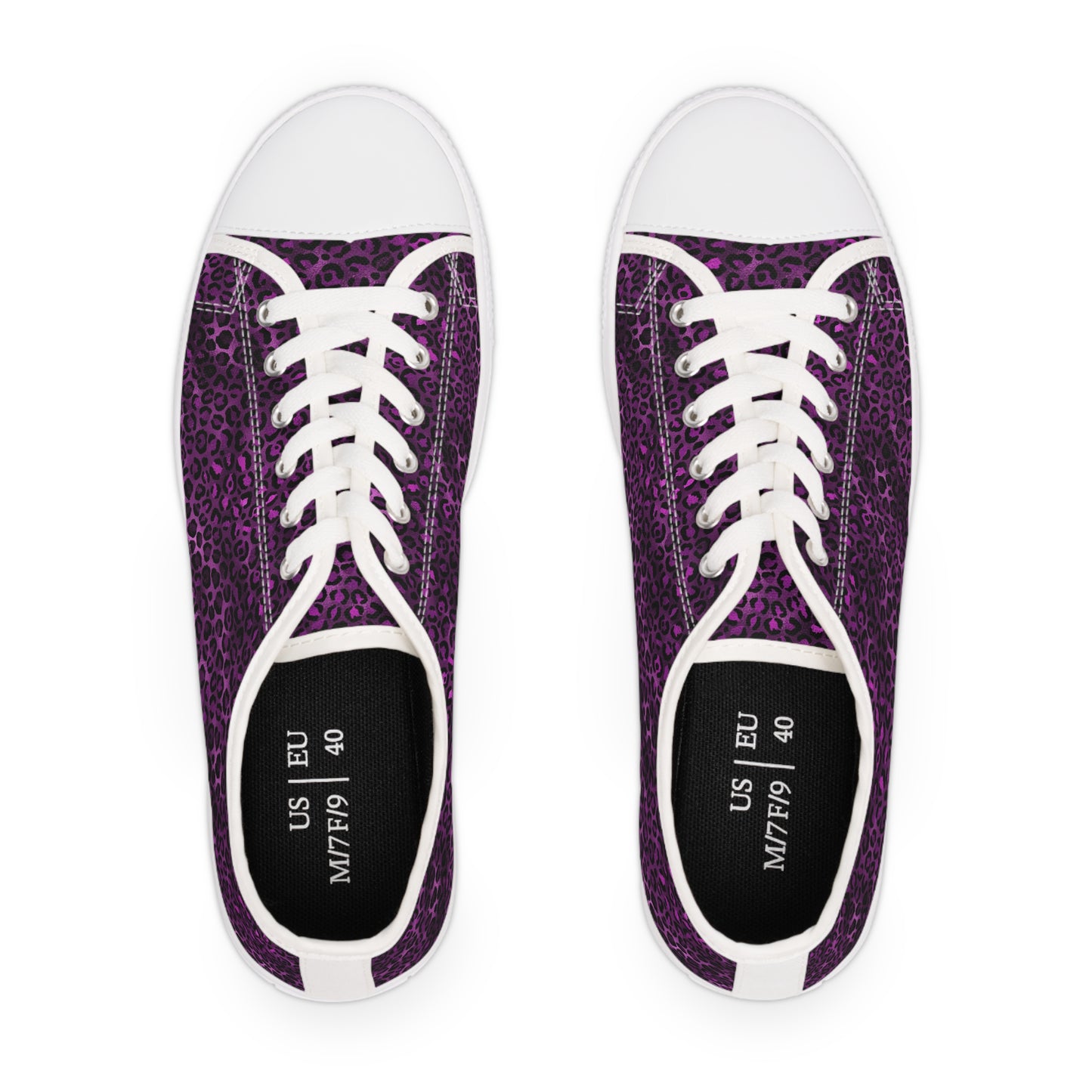 Women's Low Top Purple and Black Leopard Print Sneakers