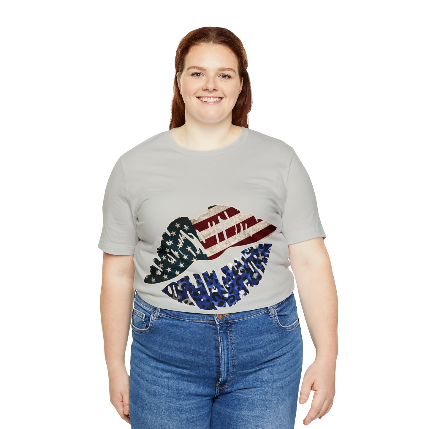 American Flag Lips 4th of July Unisex Jersey Short Sleeve Tee Patriotic Retro