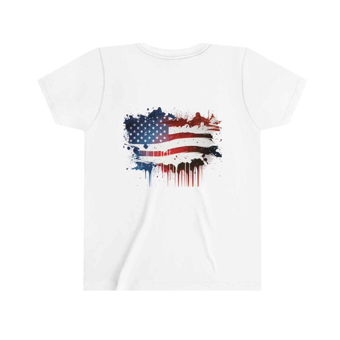 T-Rex July 4th Youth Short Sleeve Tee Patriotic American Flag Dinosaur t-shirt