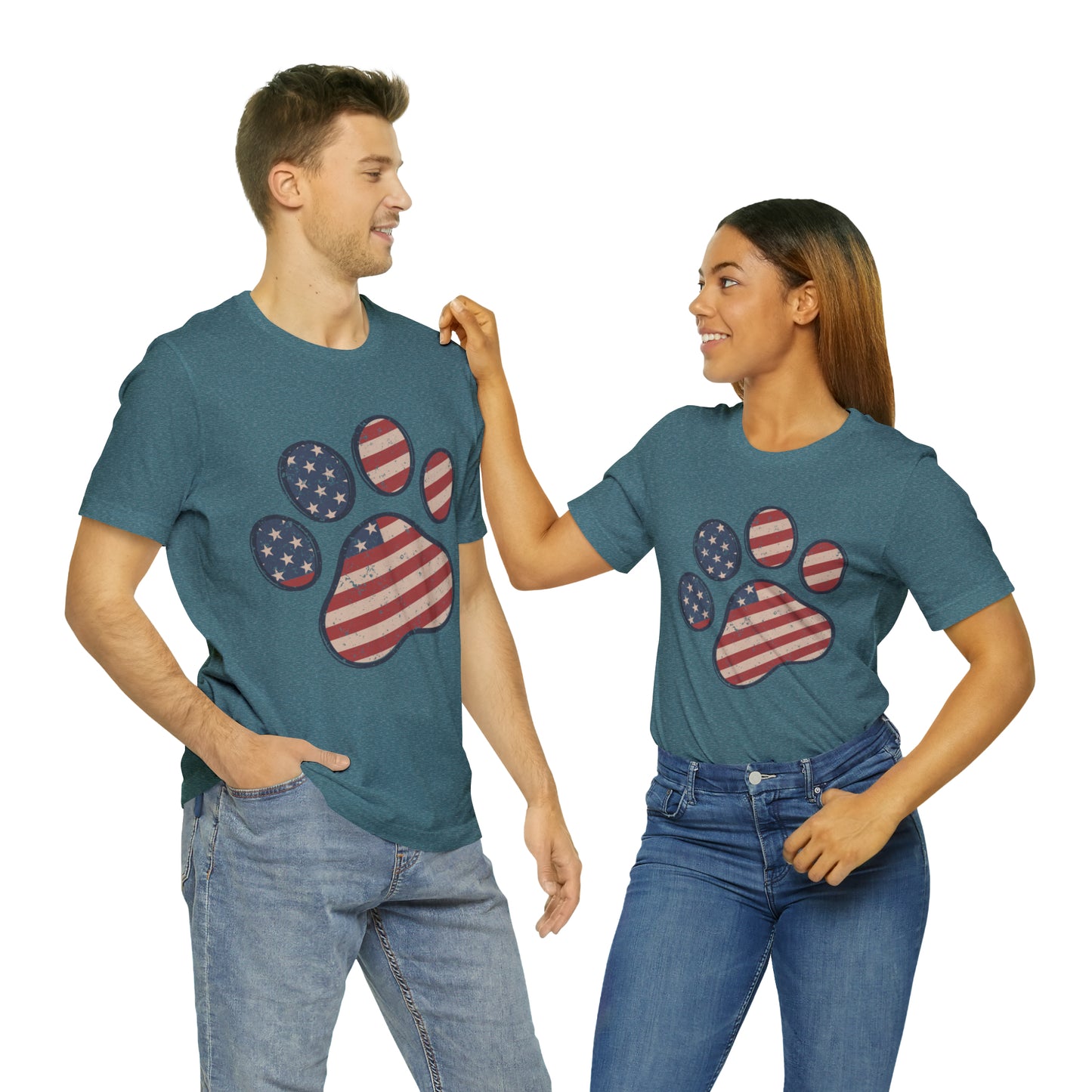 4th of July Pawprint Unisex Jersey Short Sleeve Tee Patriotic American Flag