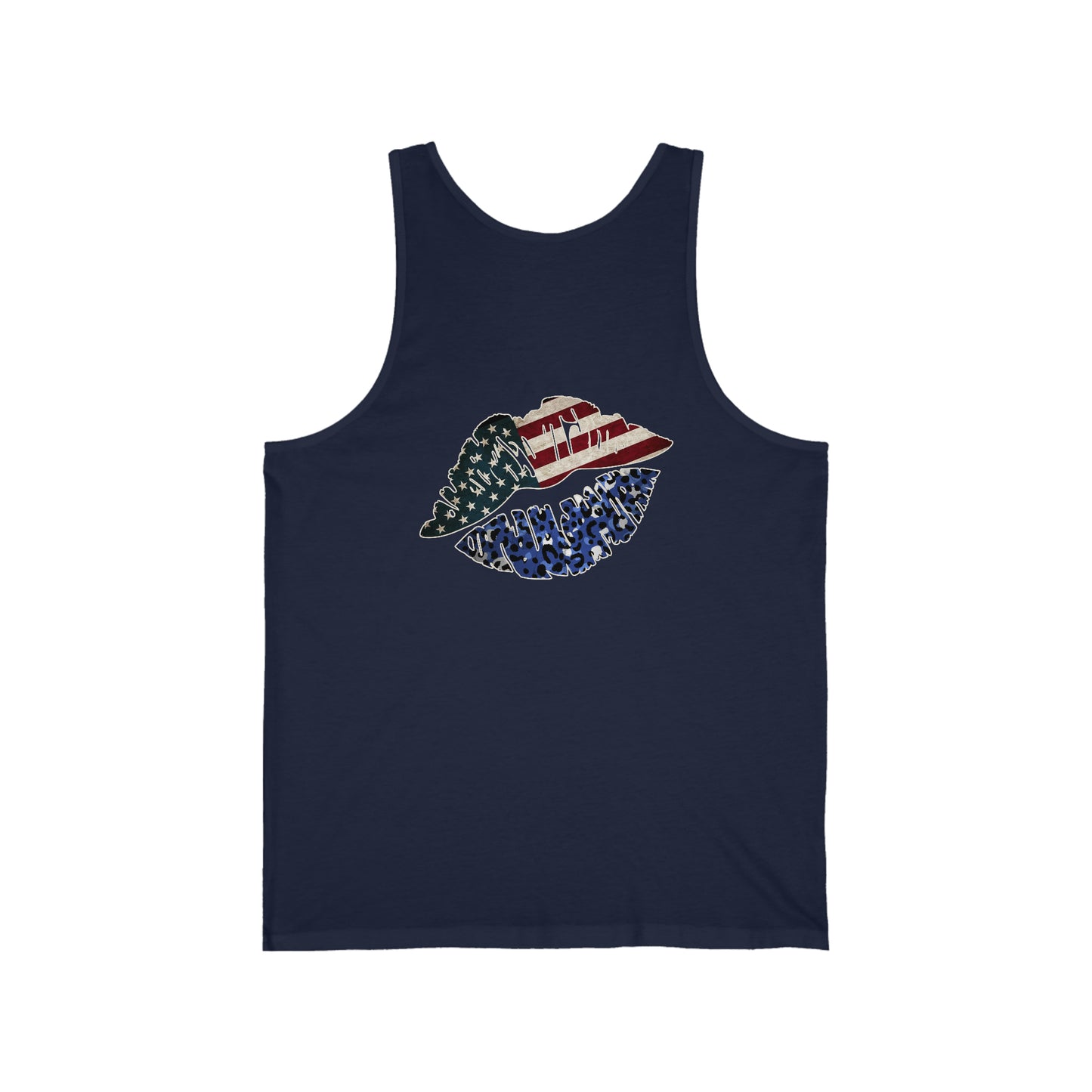 4th of July American Flag Lips Unisex Jersey Tank Patriotic Retro