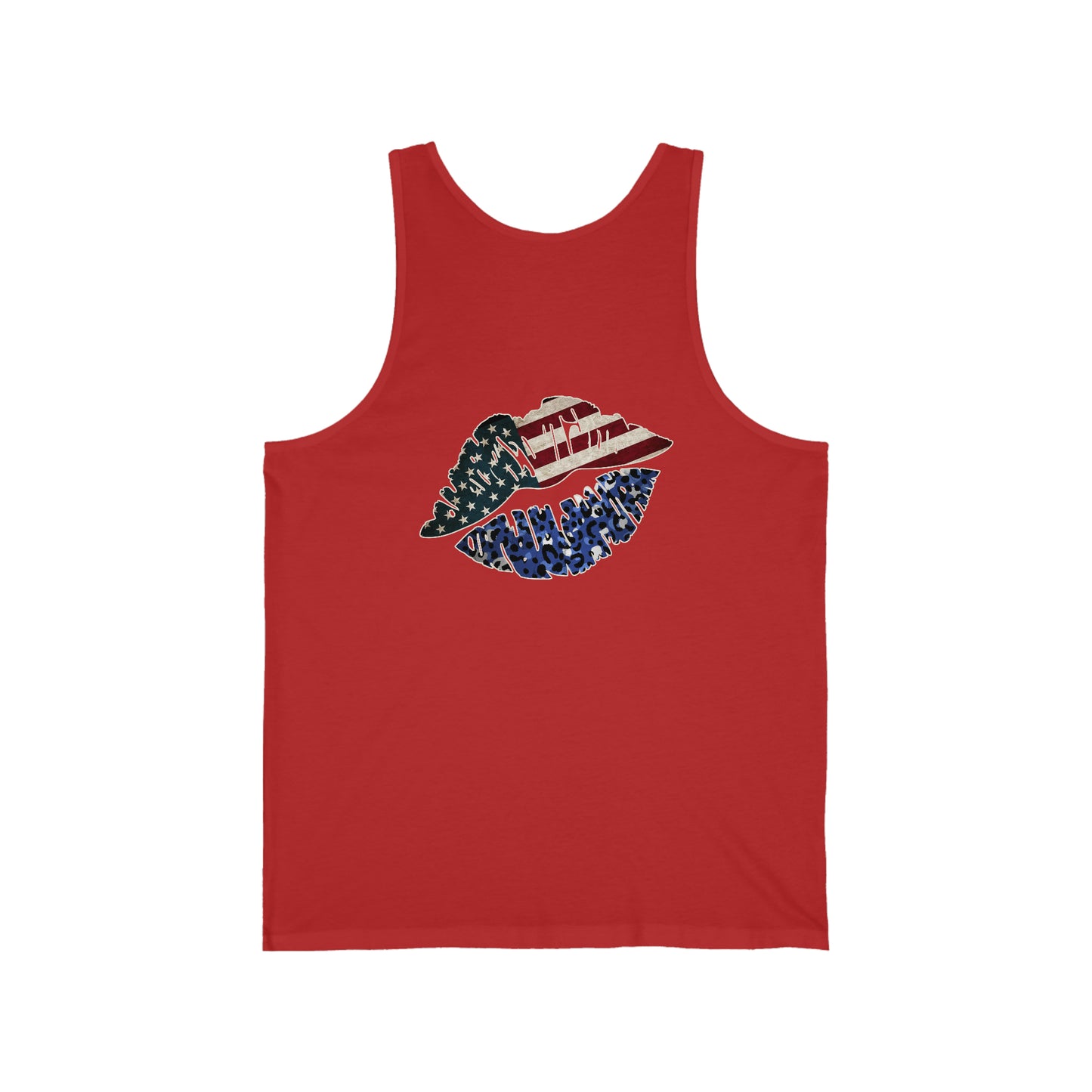 4th of July American Flag Lips Unisex Jersey Tank Patriotic Retro