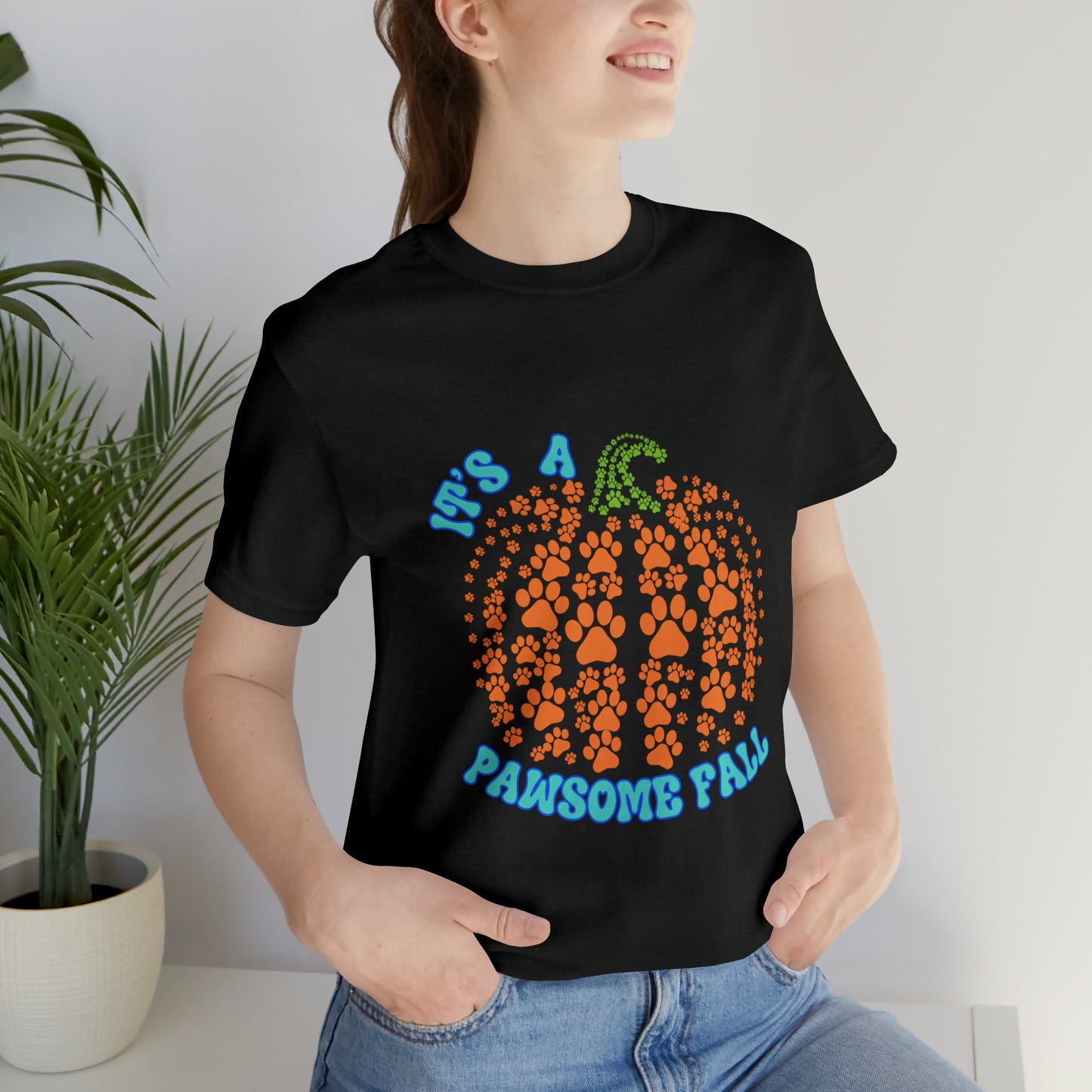 It's a Pawsome Fall Pawprint Pumpkin T shirt, Fall Shirt, Dog Lover Gift, Cat Lover GIft