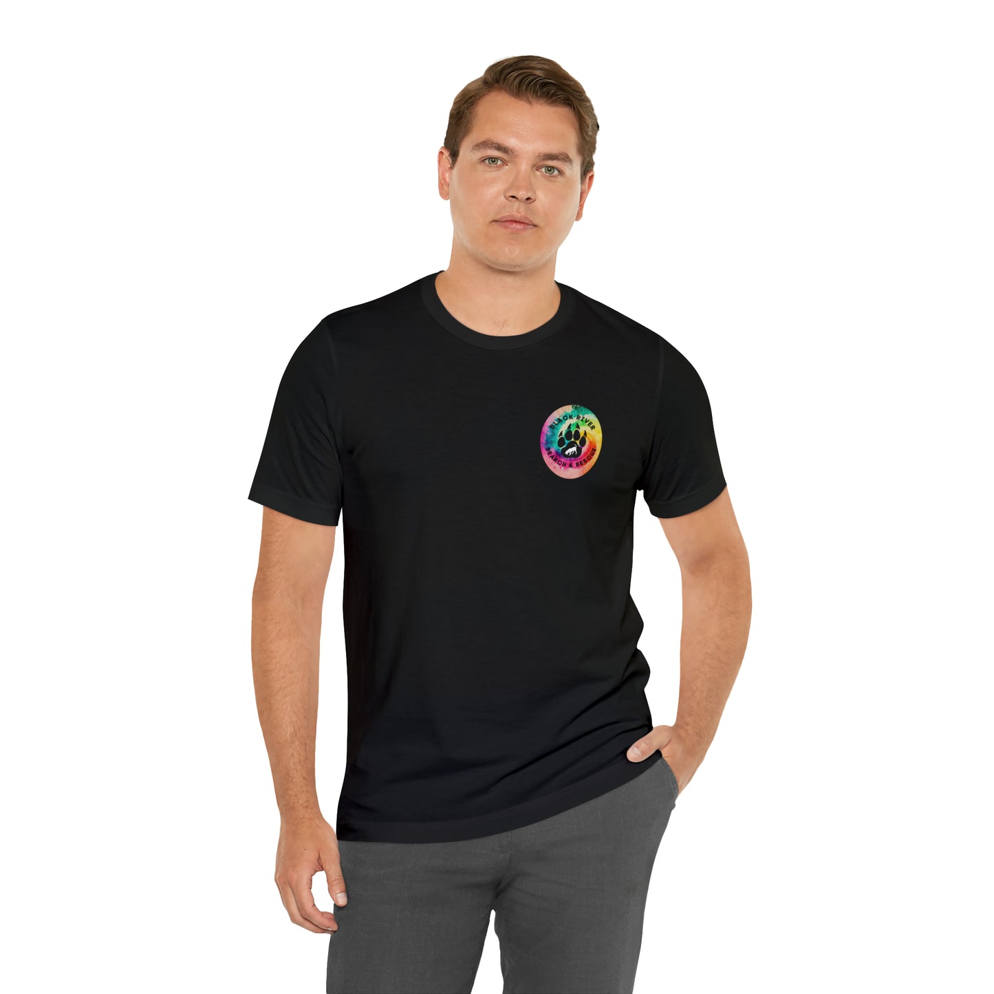 Tie Dye Black River Search & Rescue Logo Unisex Jersey Short Sleeve Tee