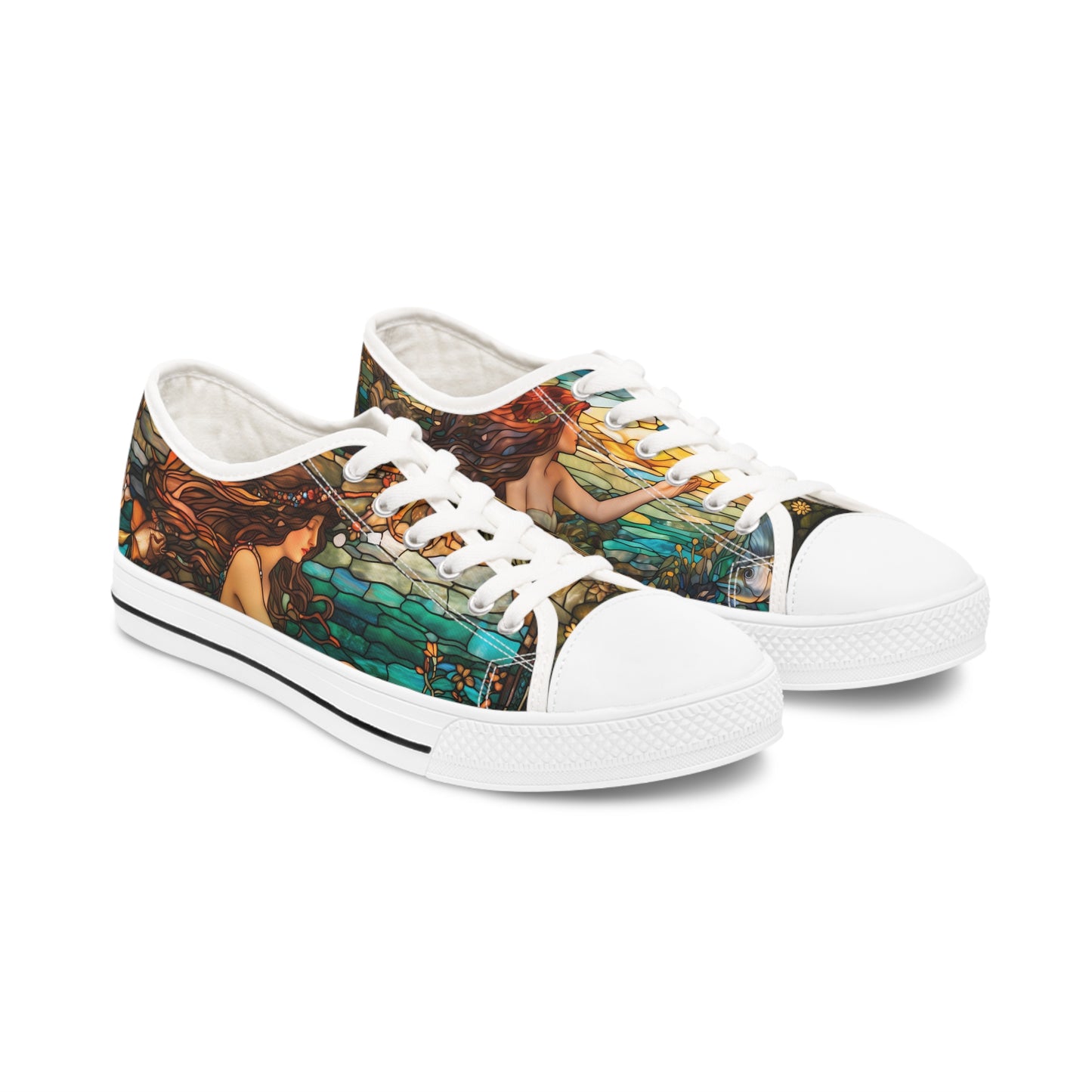 Women's Low Top Sneakers, Mermaid, Sea