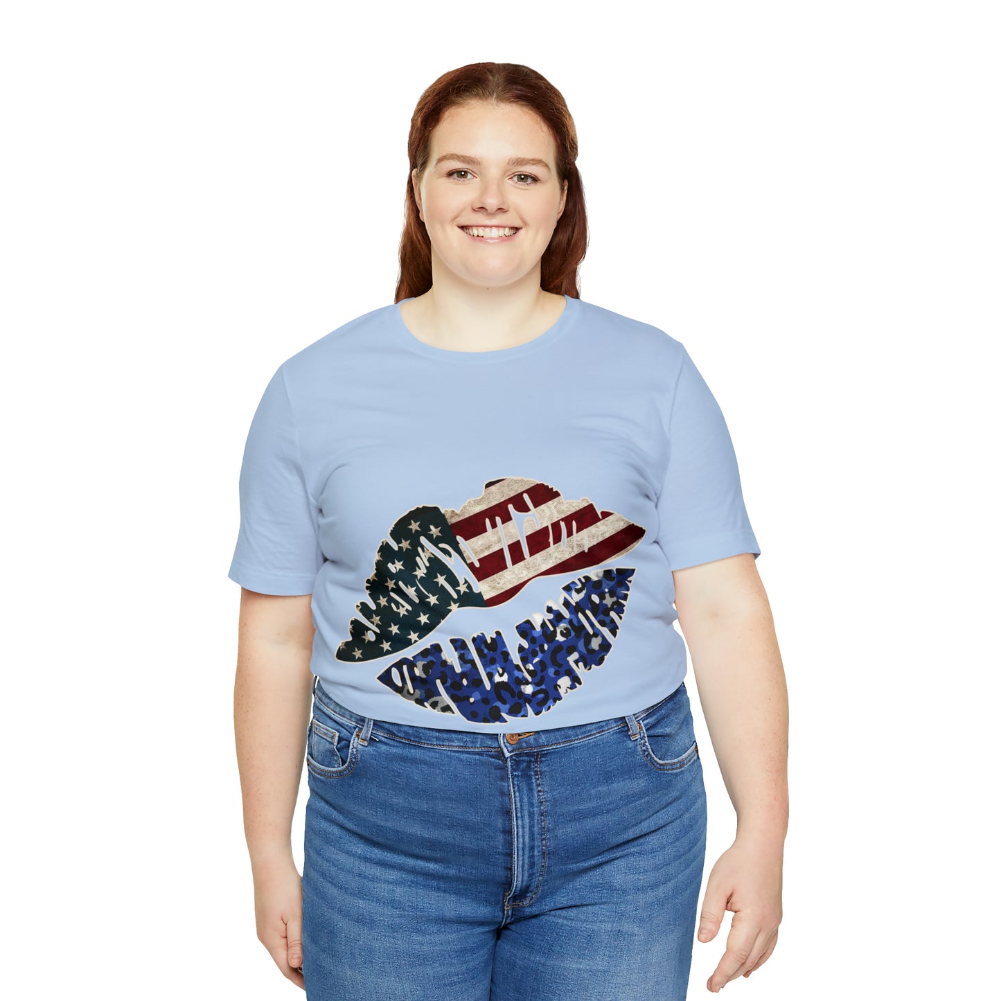 American Flag Lips 4th of July Unisex Jersey Short Sleeve Tee Patriotic Retro