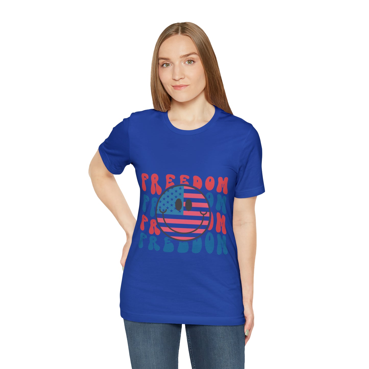 Freedom Smiley Face Flag Unisex Jersey Short Sleeve Tee Patriotic American Flag