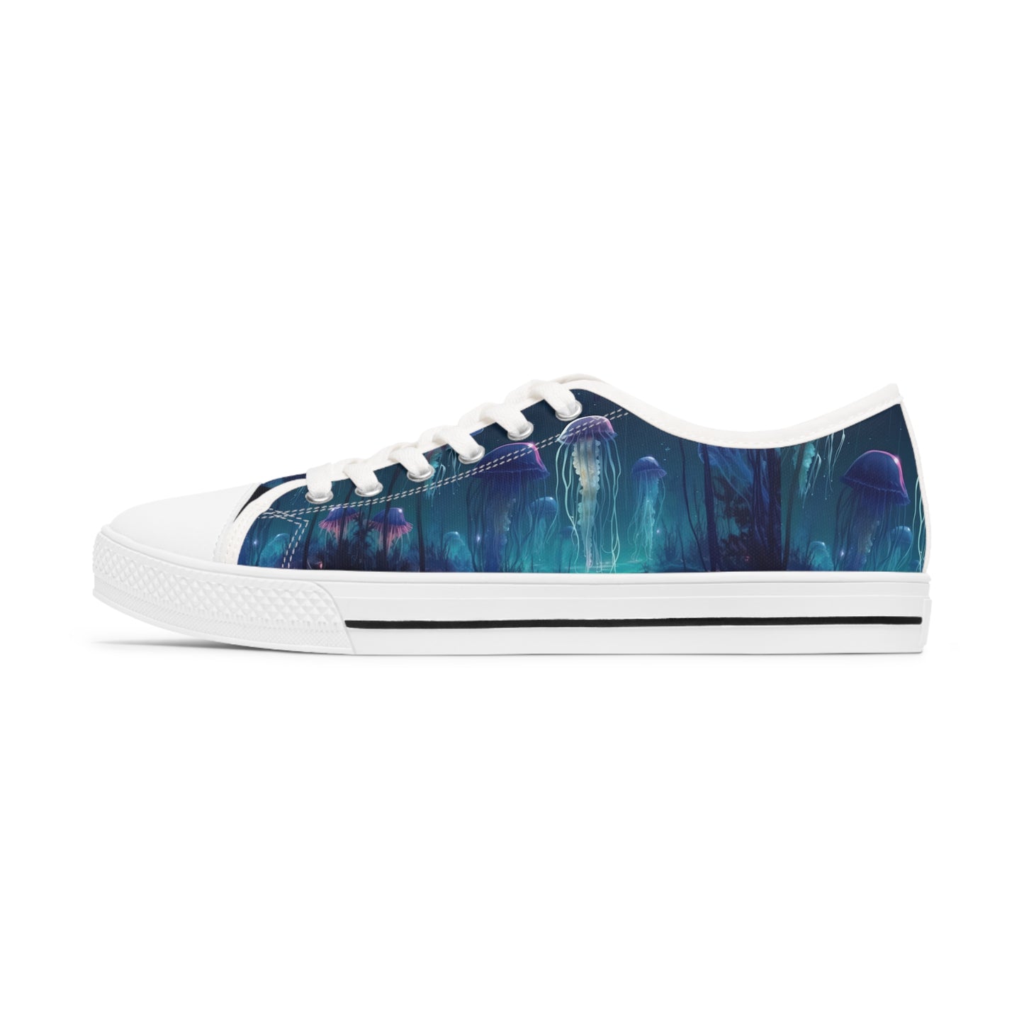 Women's Low Top Sneakers, Jellyfish, Under sea