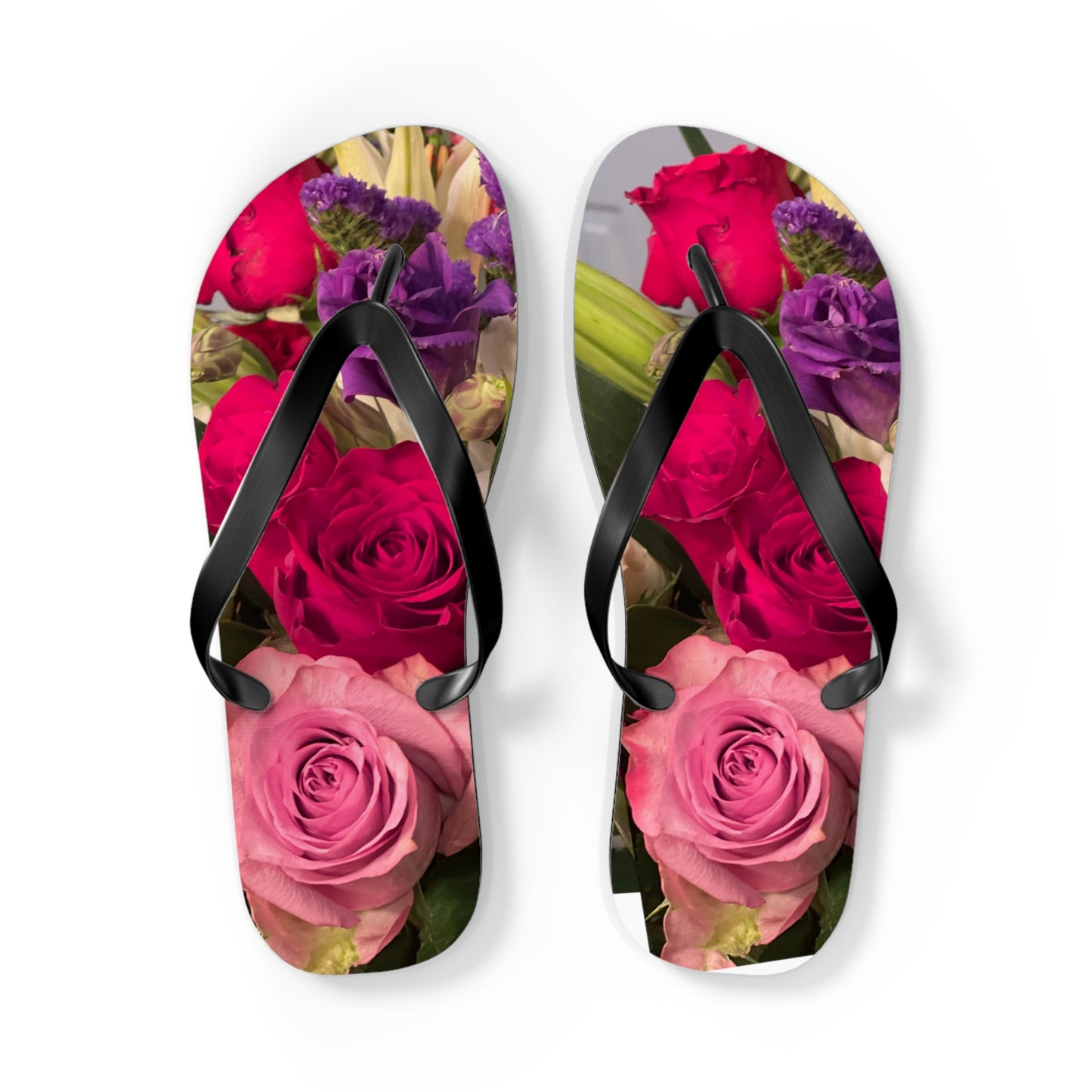 Flip Flops, roses, flowers, red, pink, purple