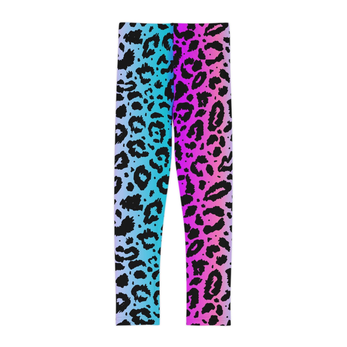 Pink and Blue Leopard Print Kids Leggings