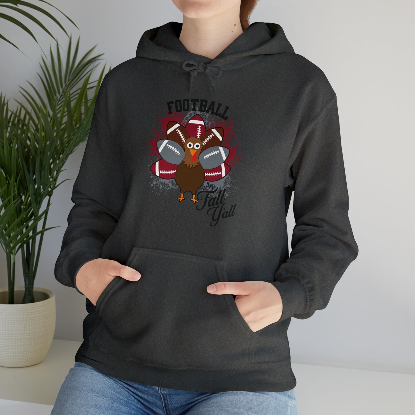 Custom Crimson and Gray Football and Fall Hooded Sweatshirt